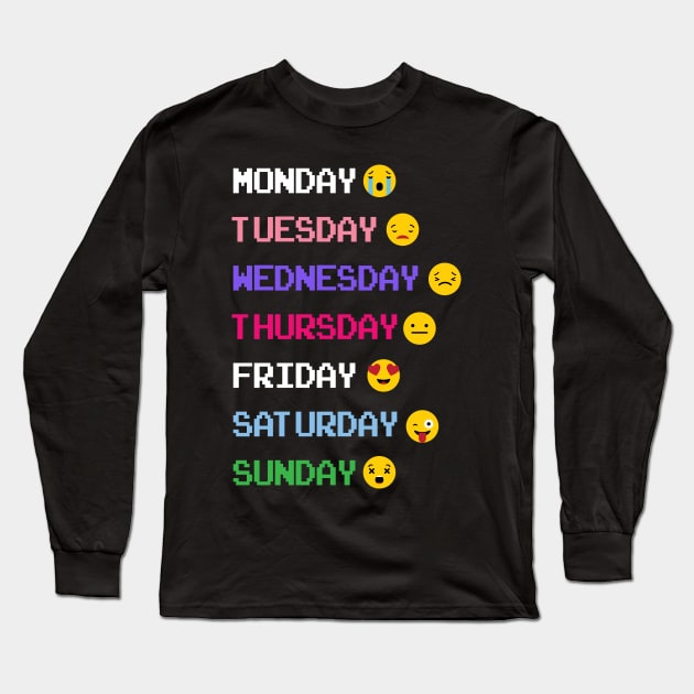 Days of the Week with Emoji Long Sleeve T-Shirt by TomCage